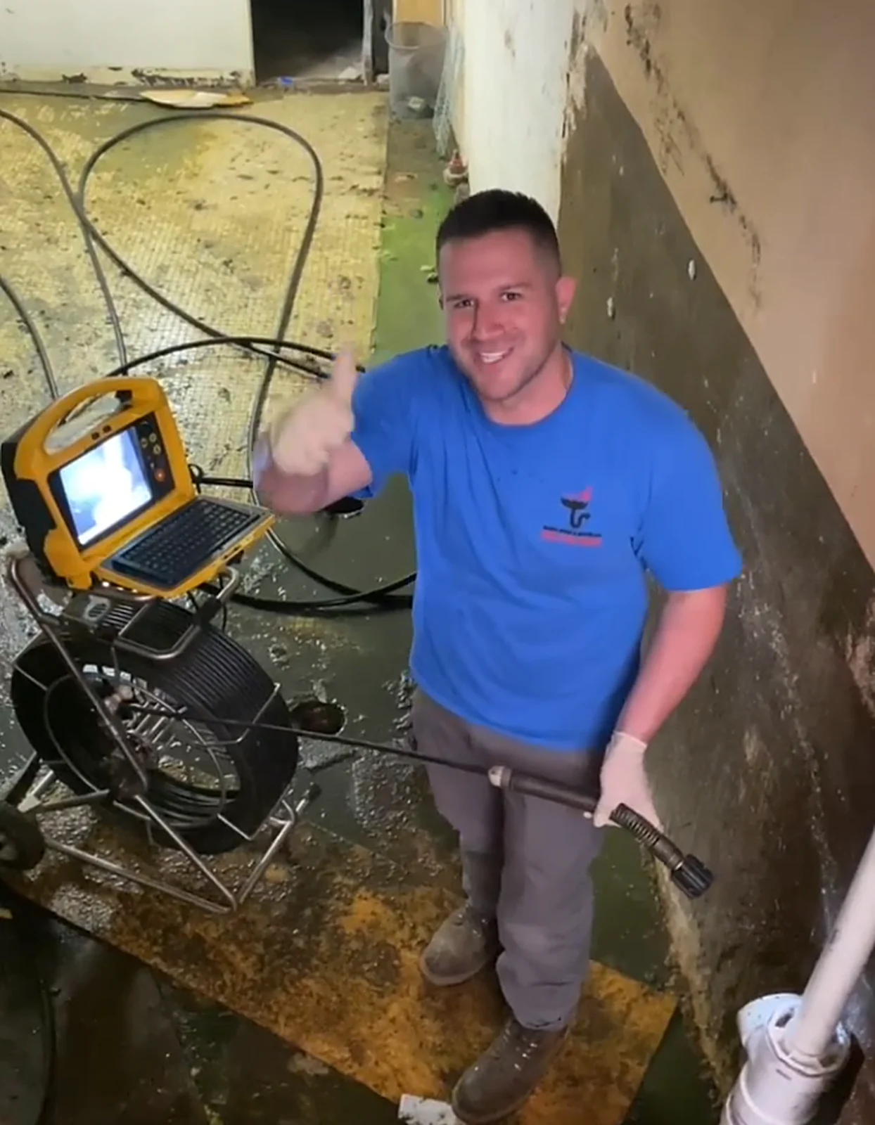 Basement video sewer camera inspection