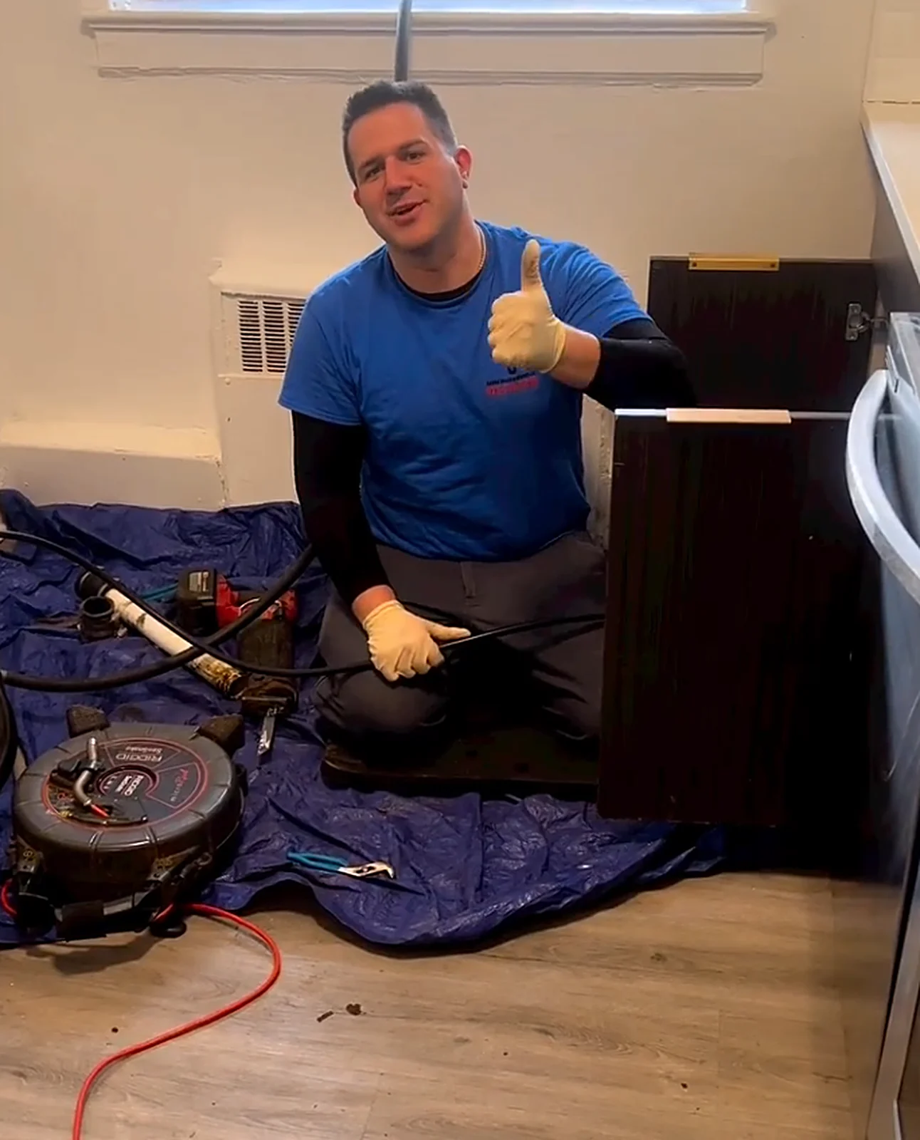 Snaking a kitchen drain line