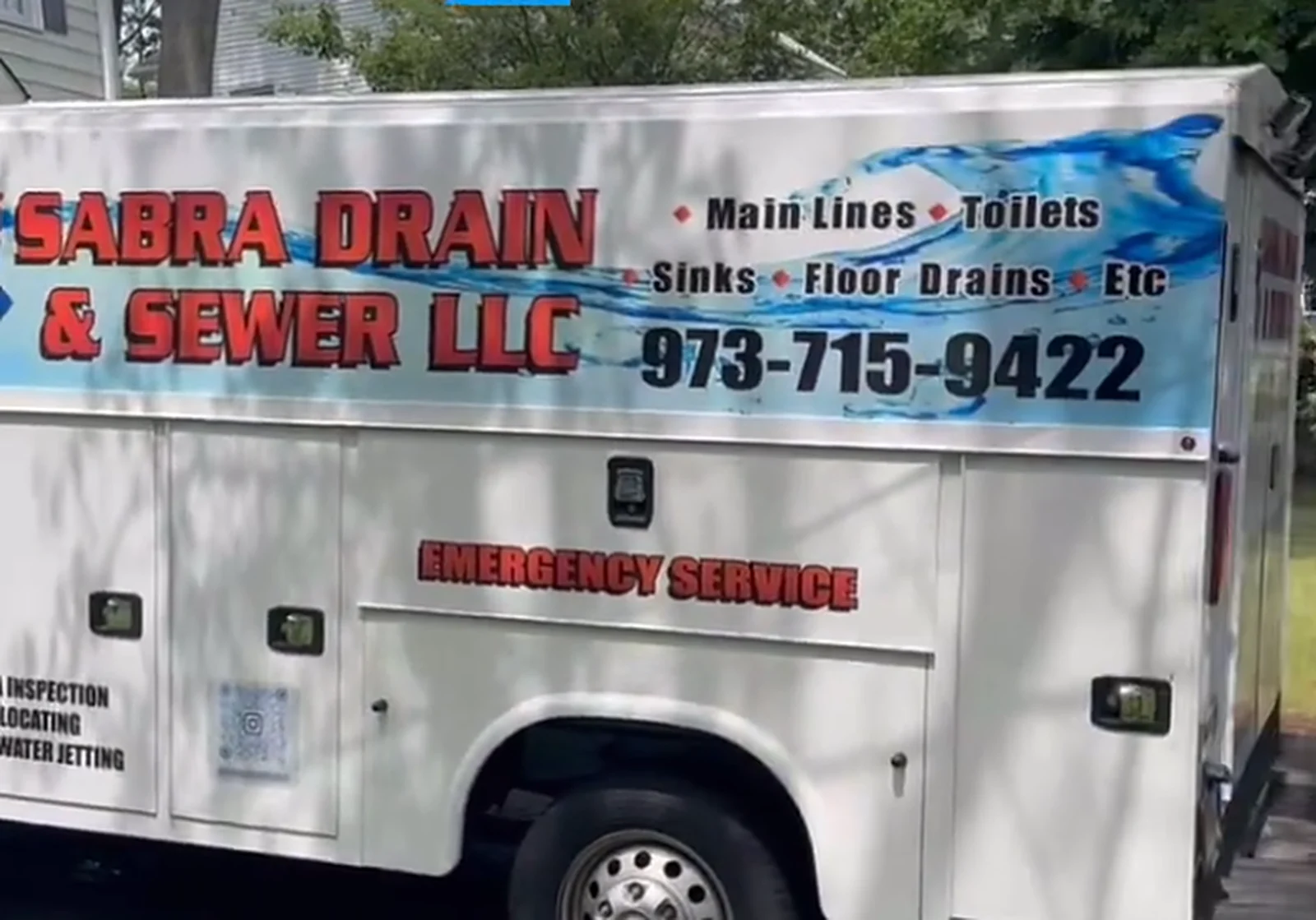 Sabra Drain & Sewer truck for main lines, toilets, sinks and floor drains
