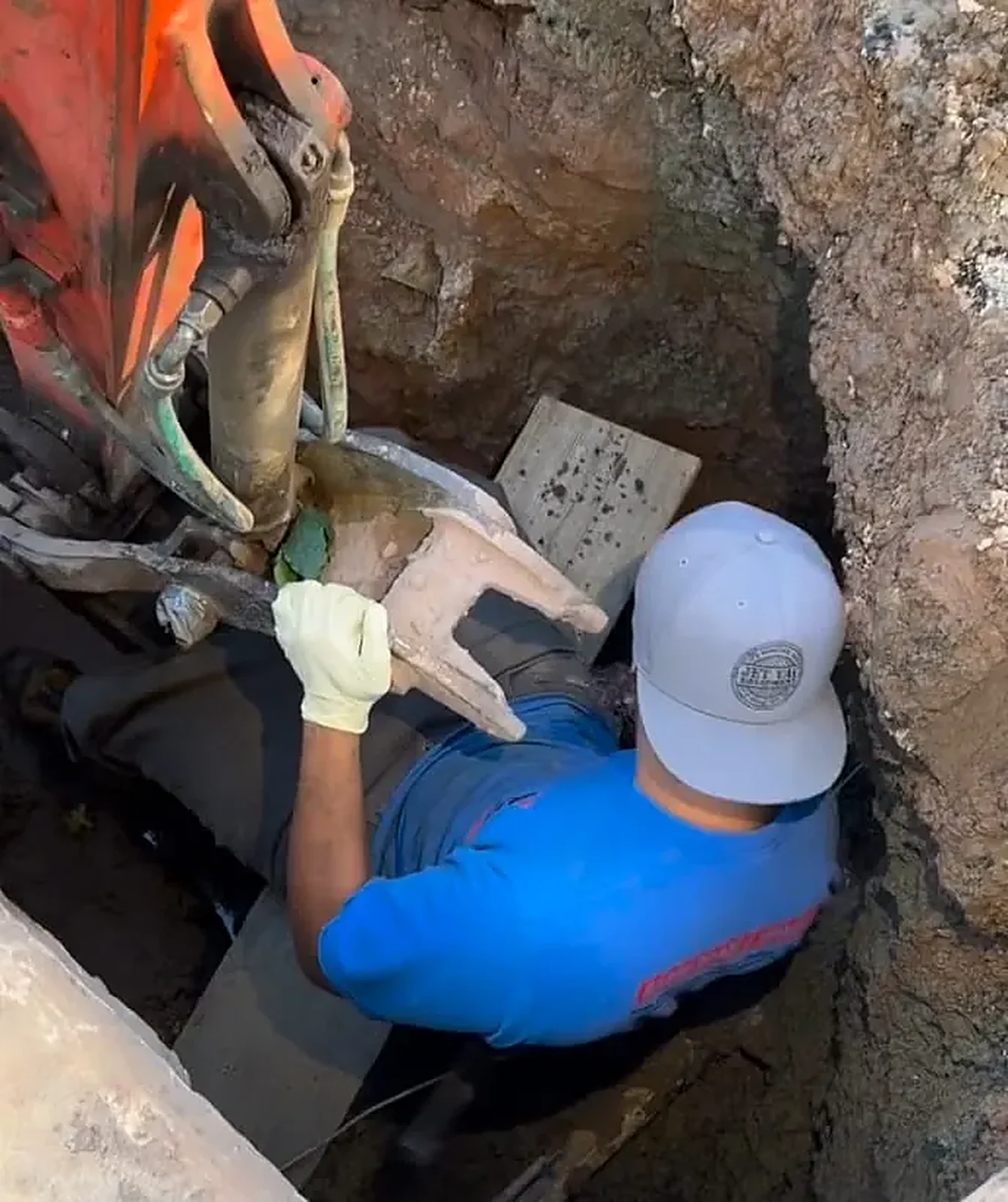 Sewer line excavation and repair