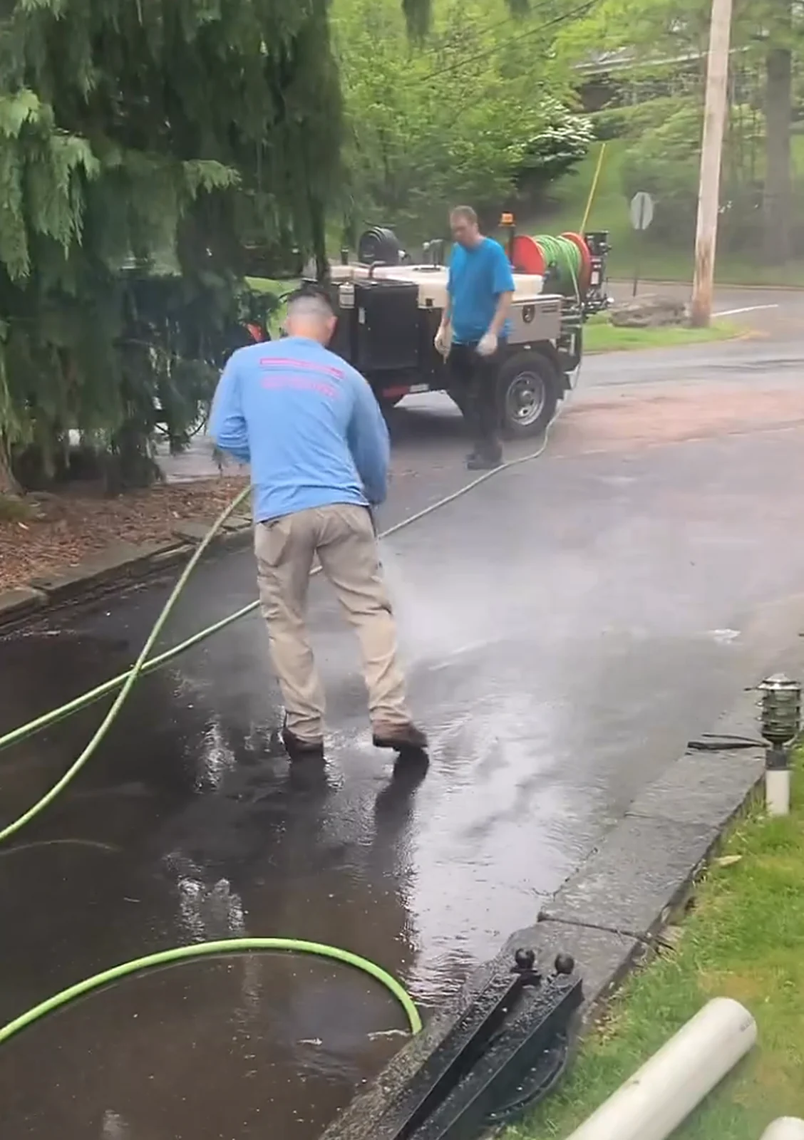 Hydro-jetting a storm drain